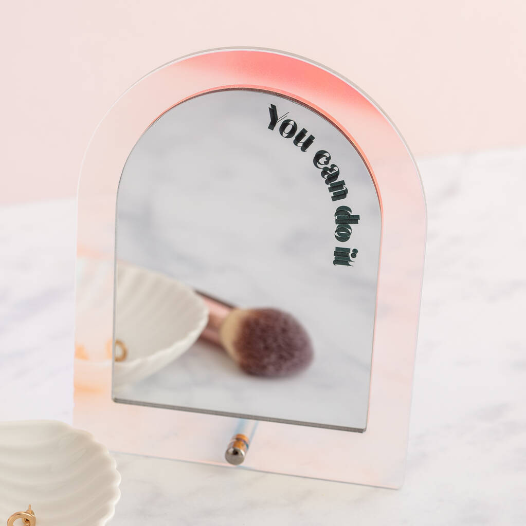 Freestanding Personalised Iridescent Arch Mirror Stand
