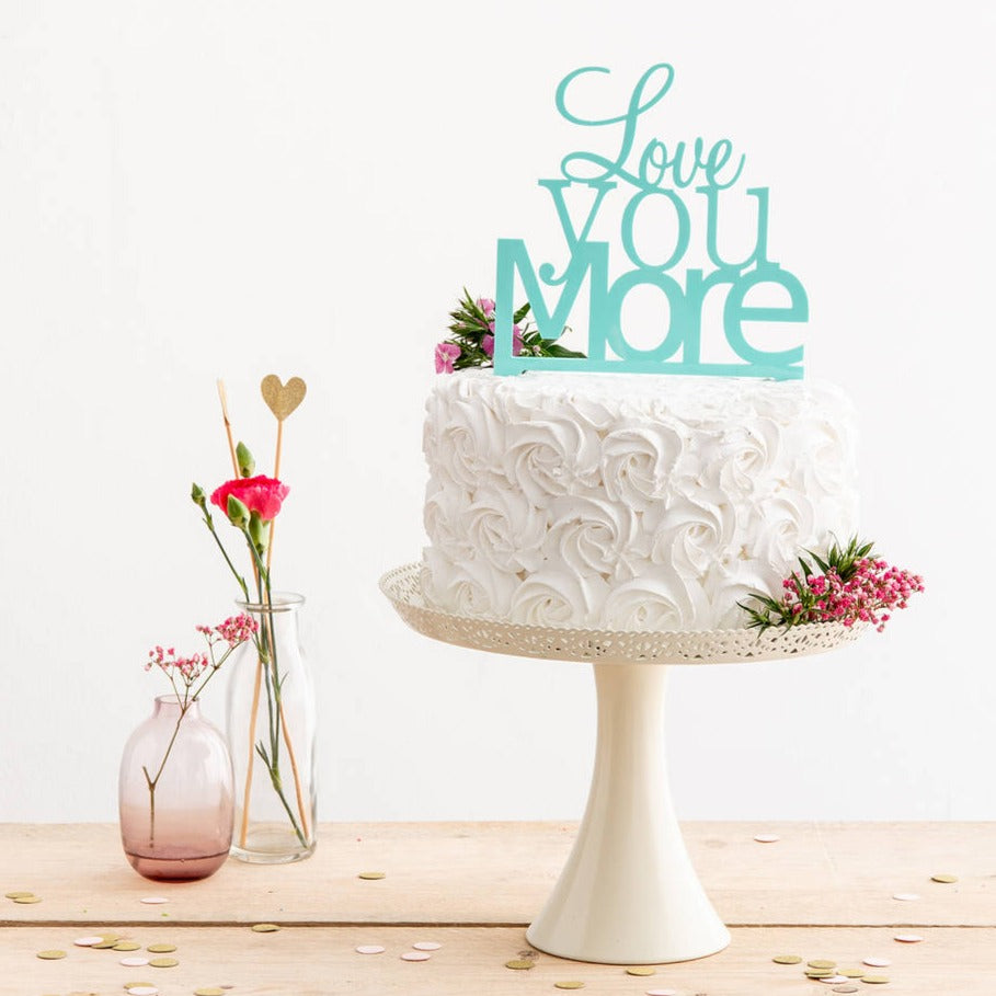 Love You More Quote Wedding Cake Topper