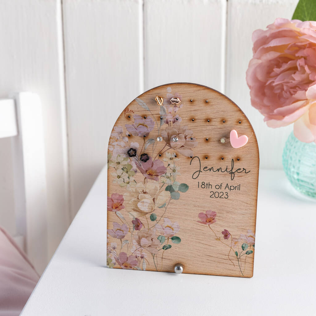 Dusky Roses And Wildflower Arched Earring Holder