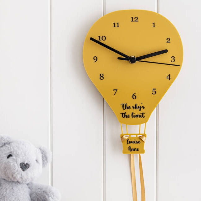 Children's Hot Air Balloon Personalised Clock