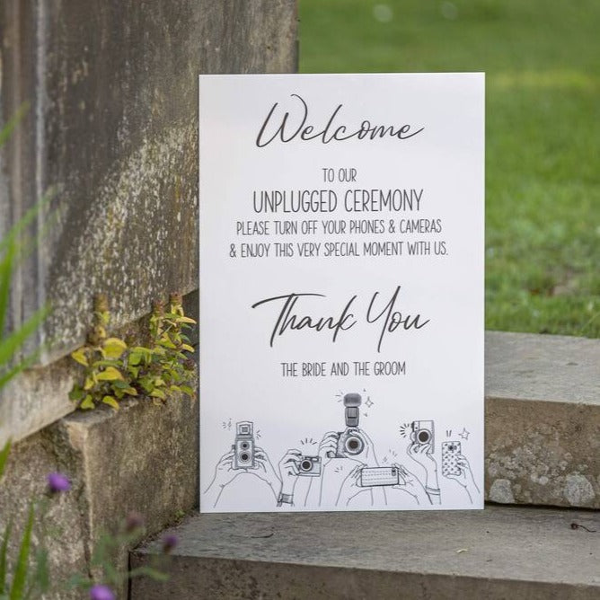 Personalised Elegant Unplugged Wedding Ceremony Sign