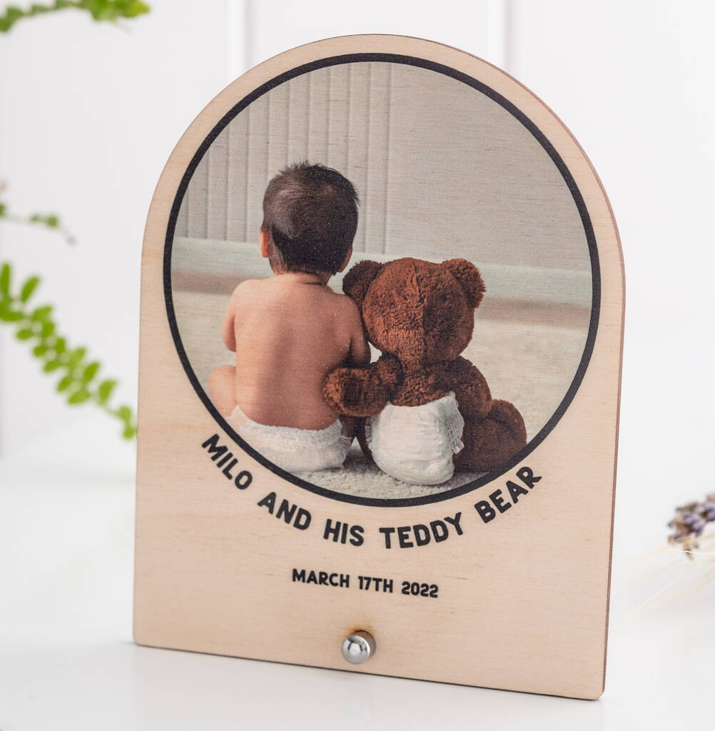 Freestanding Wooden Personalised Baby Photo Print Stand