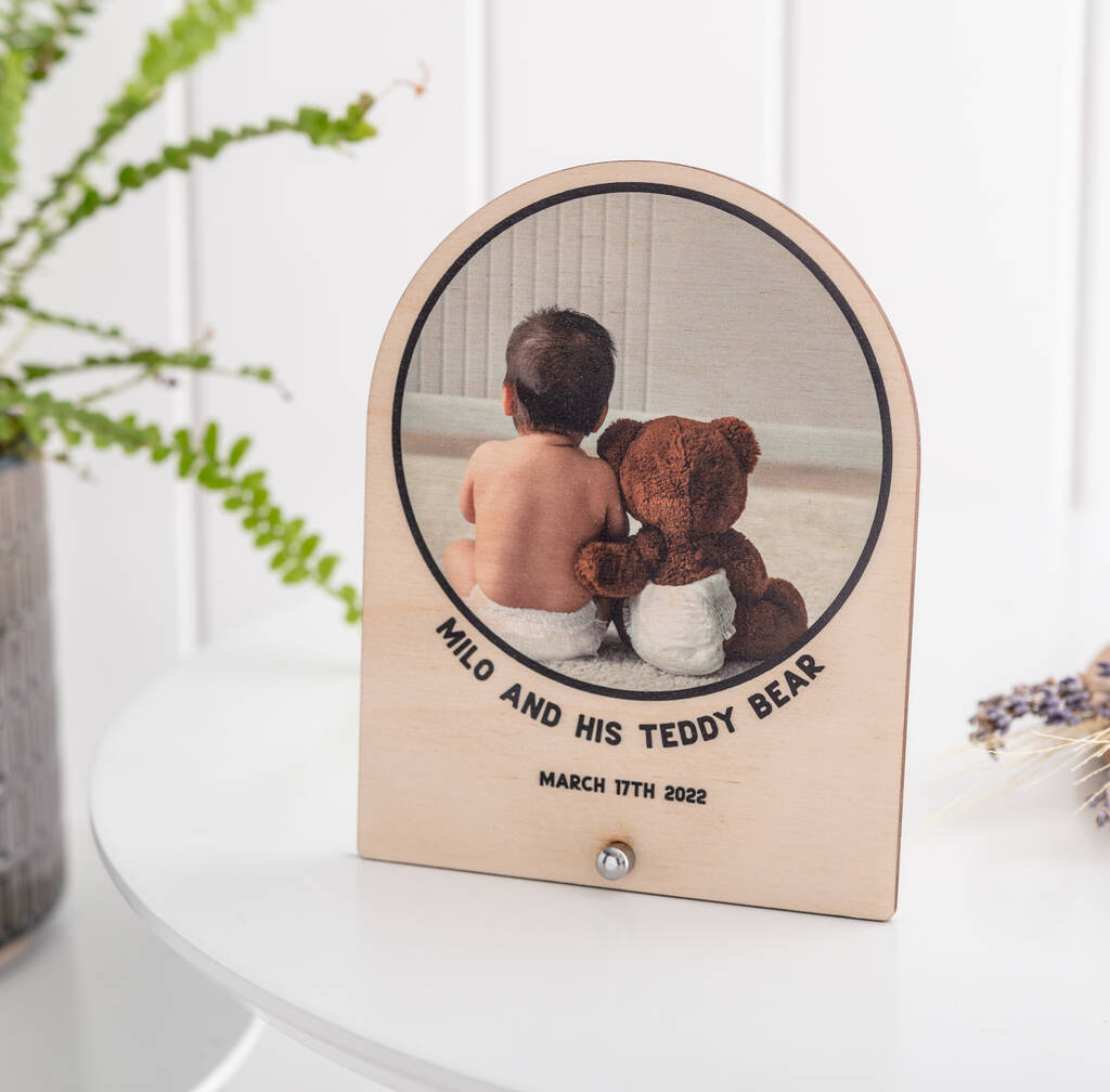 Freestanding Wooden Personalised Baby Photo Print Stand
