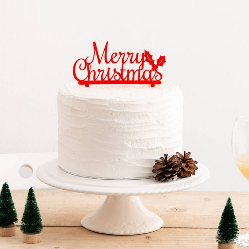 Merry Christmas Seasonal Party Cake Topper