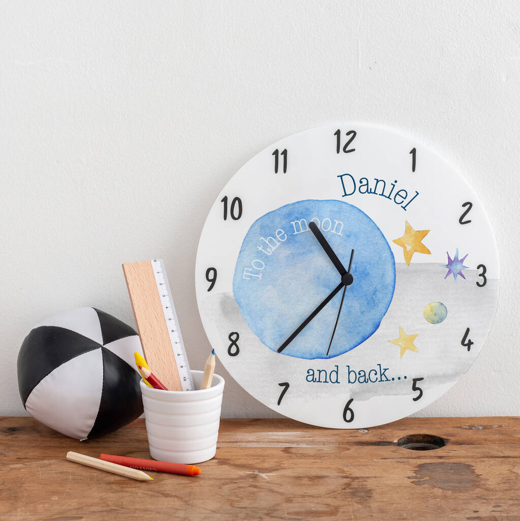 Moon And Stars Personalised Bedroom Wall Clock