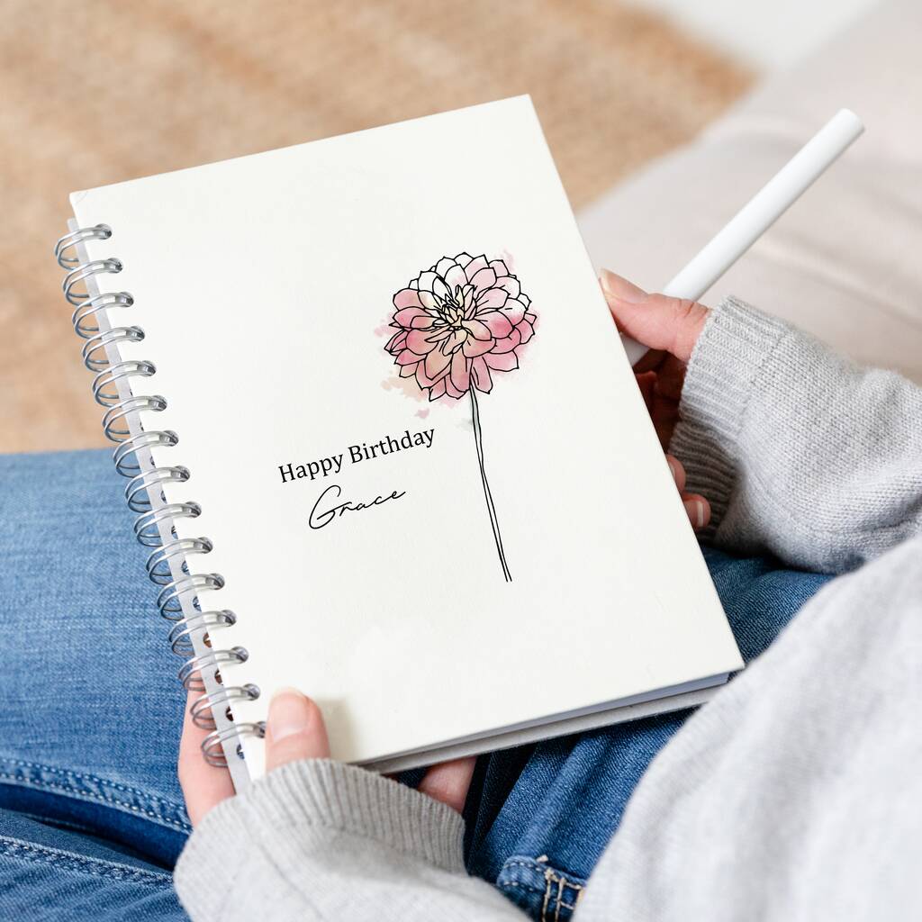 Personalised Birth Flower Birthday Journal Notebook
