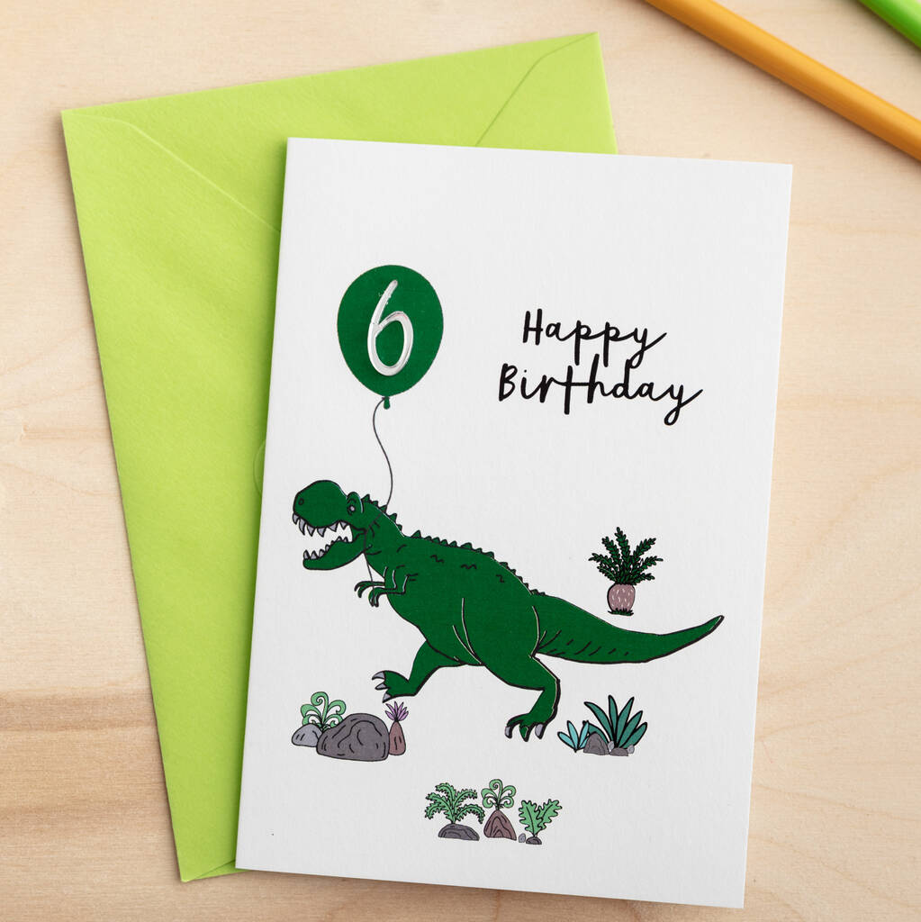 Personalised Dinosaur Birthday Card With 3D Age