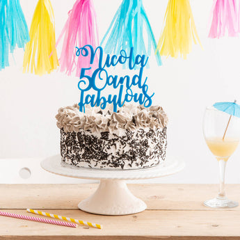 Personalised Name And Age Fabulous Birthday Cake Topper