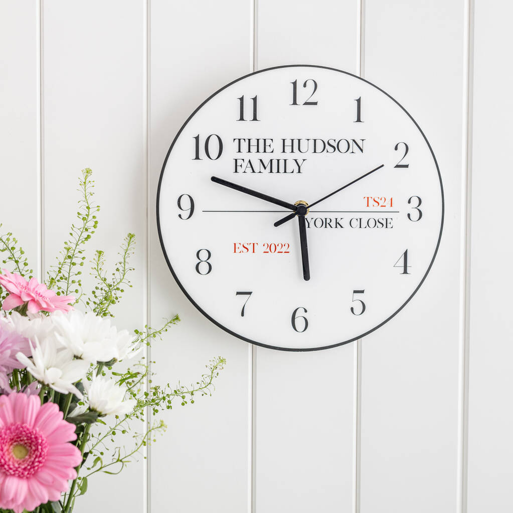 Personalised New Home Street Sign Family Wall Clock