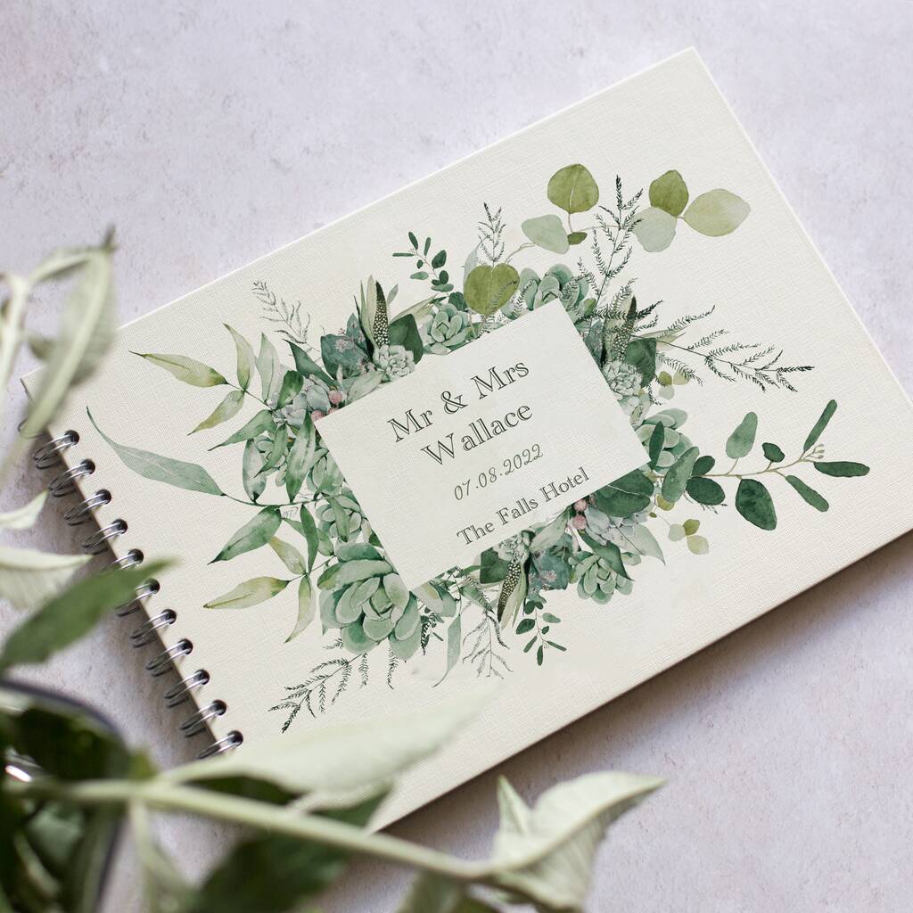 Eucalyptus And Succulents Greenery Wedding Guest Book