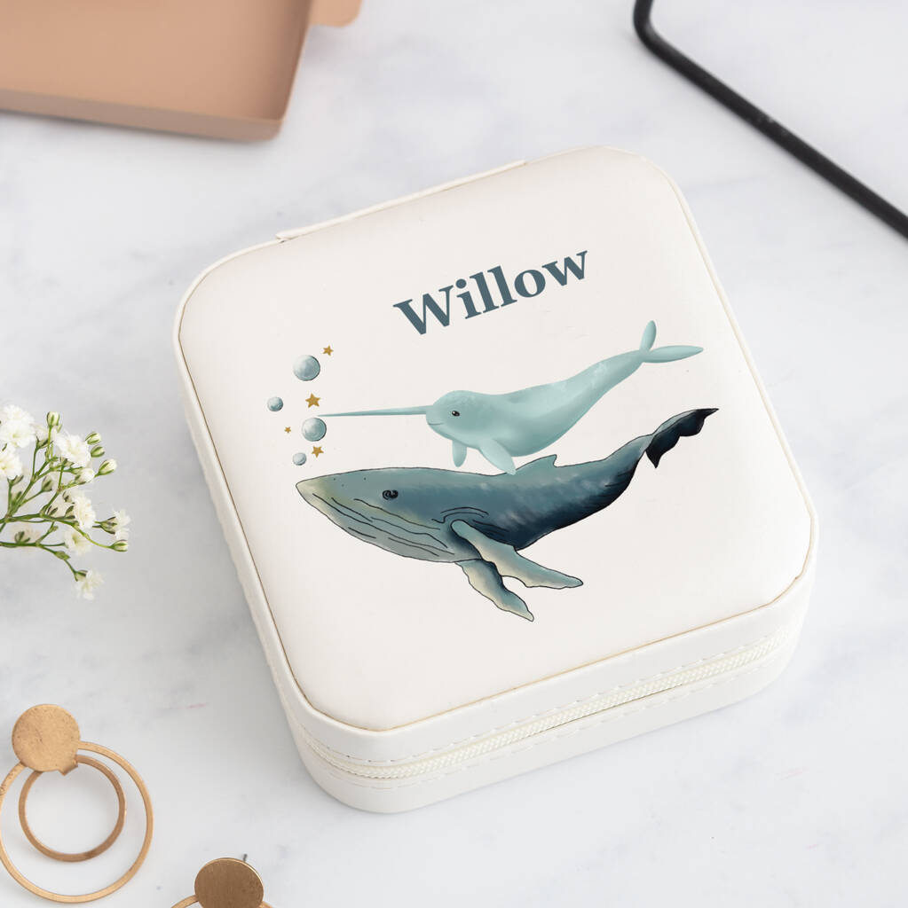 Personalised Whale Travel Jewellery Box Storage Case