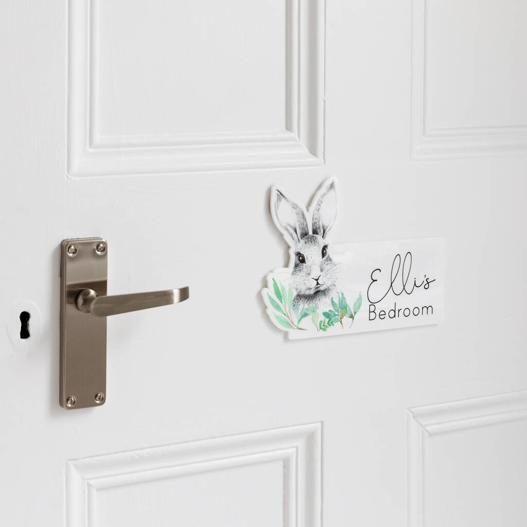 Personalised Woodland Bunny Bedroom Door Sign Plaque