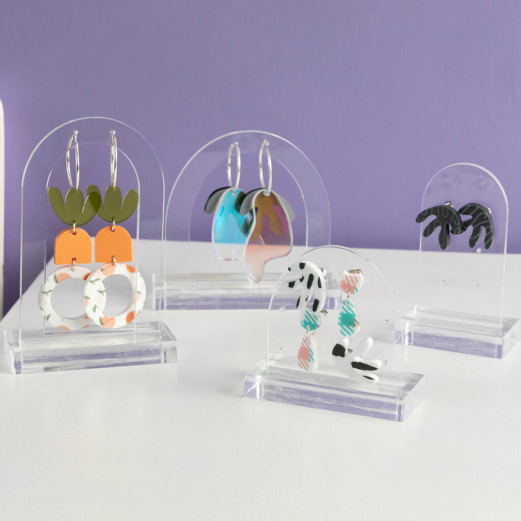 Clear Arched Set Of Four Earrings Display Stands