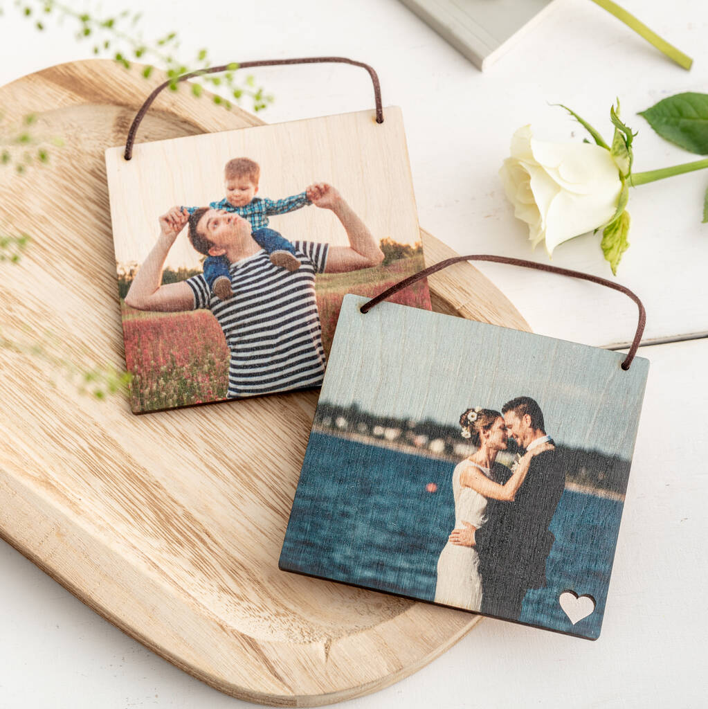 Wooden Hanging Photo Tile Set of Two