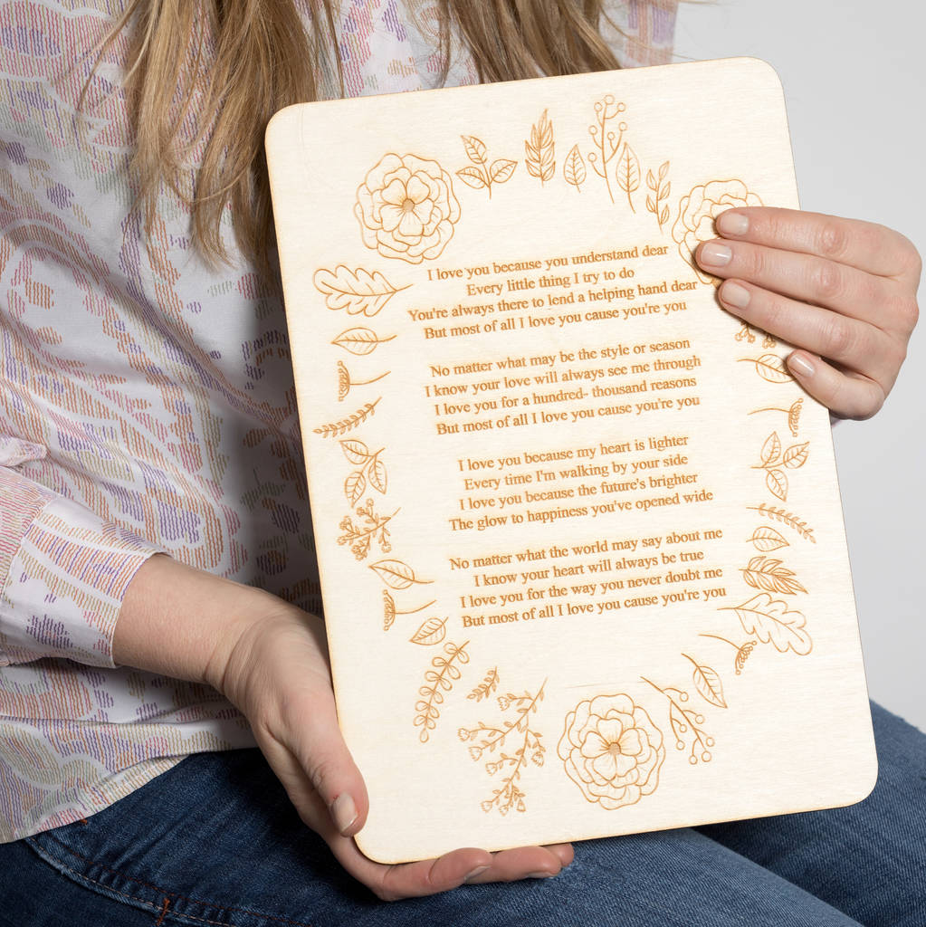 Wooden Personalised Poem Or Song Sign - Funky Laser