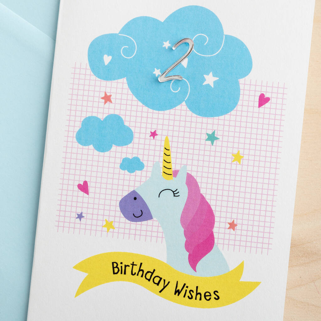 Personalised Unicorn Birthday Card With 3D Age