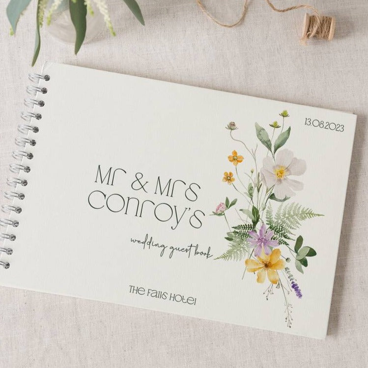 Personalised Dainty Summer Flowers Wedding Guest Book