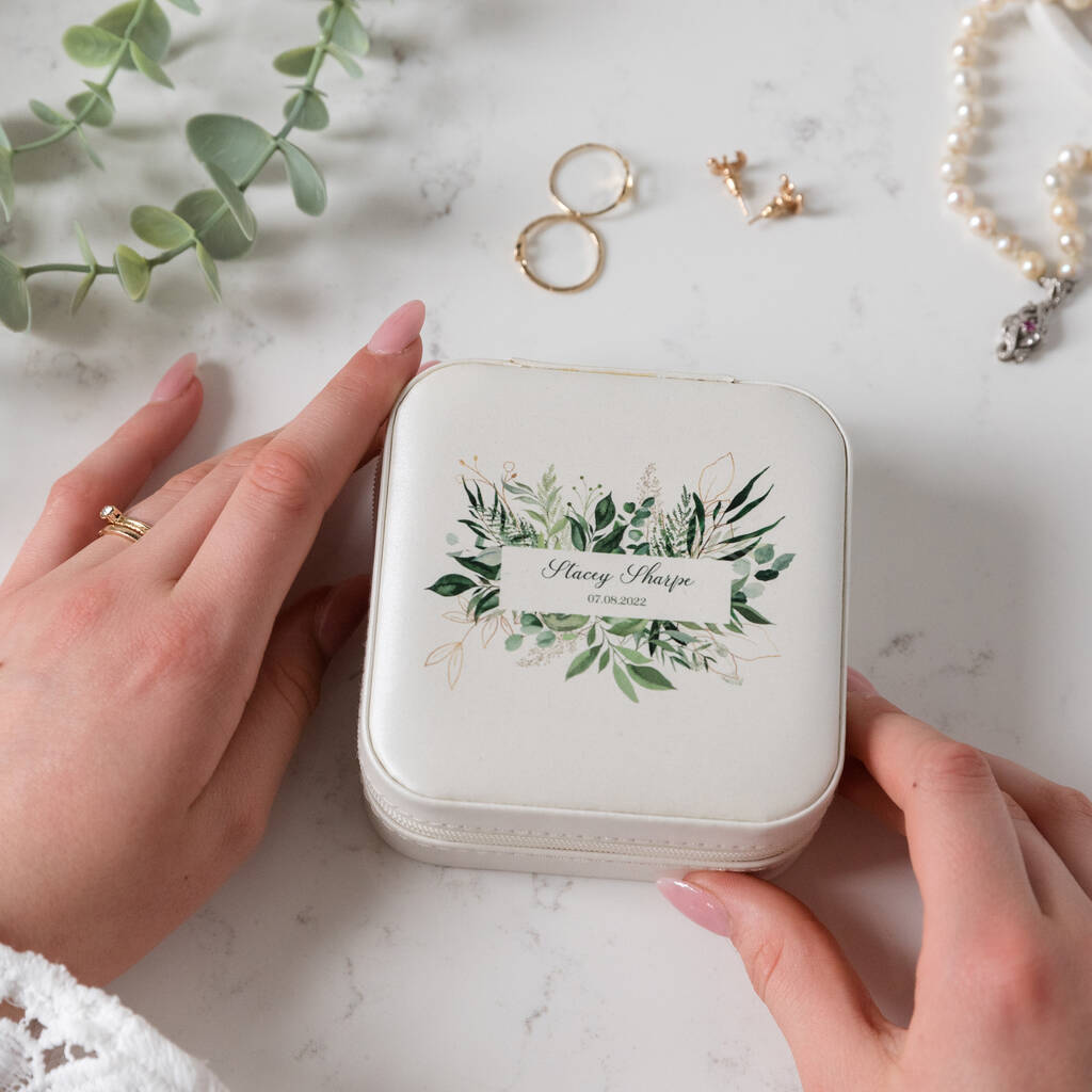 Personalised Greenery Botanic Jewellery Case Box